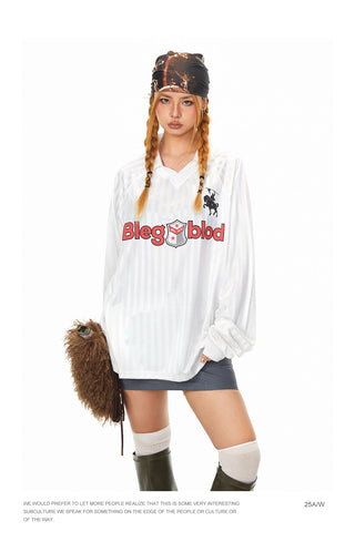 Striped Letters Polo Shirt