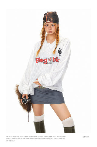 Striped Letters Polo Shirt