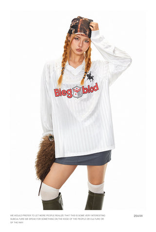 Striped Letters Polo Shirt