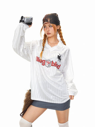 Striped Letters Polo Shirt