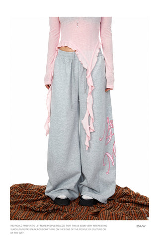 Rhinestone Printed Wide-Leg Pants