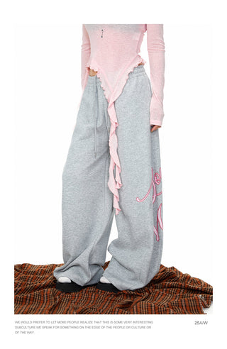 Rhinestone Printed Wide-Leg Pants