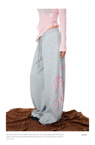 Rhinestone Printed Wide-Leg Pants