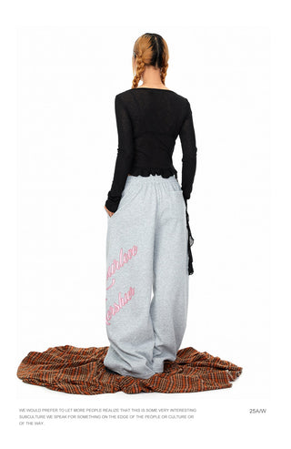 Rhinestone Printed Wide-Leg Pants