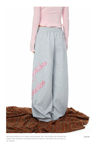 Rhinestone Printed Wide-Leg Pants
