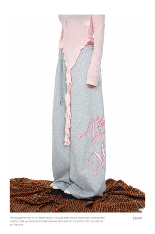 Rhinestone Printed Wide-Leg Pants