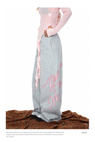 Rhinestone Printed Wide-Leg Pants