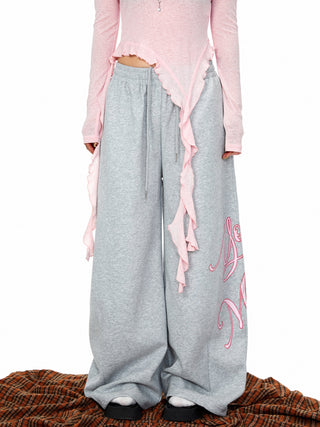Rhinestone Printed Wide-Leg Pants