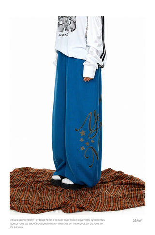 Rhinestone Printed Wide-Leg Pants