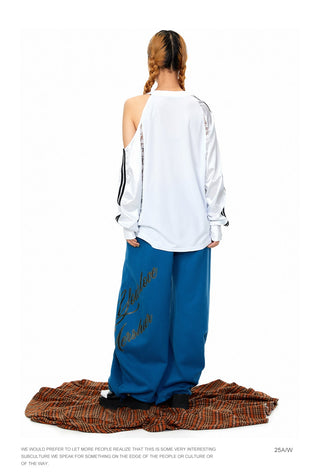 Rhinestone Printed Wide-Leg Pants