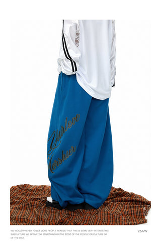 Rhinestone Printed Wide-Leg Pants