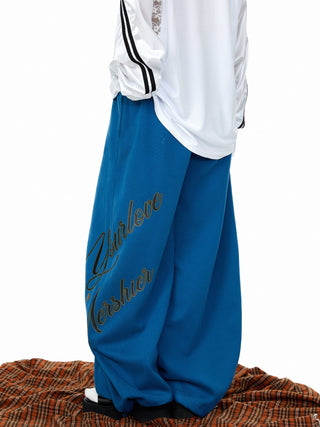 Rhinestone Printed Wide-Leg Pants