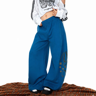 Rhinestone Printed Wide-Leg Pants