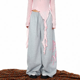 Rhinestone Printed Wide-Leg Pants