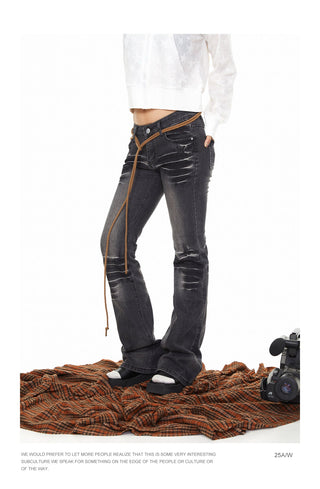 Retro Washed-Out Flared Jeans