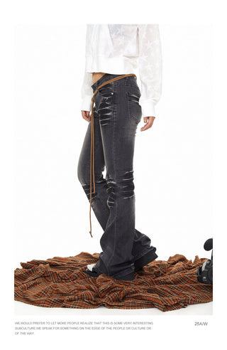 Retro Washed-Out Flared Jeans