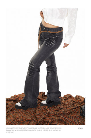 Retro Washed-Out Flared Jeans