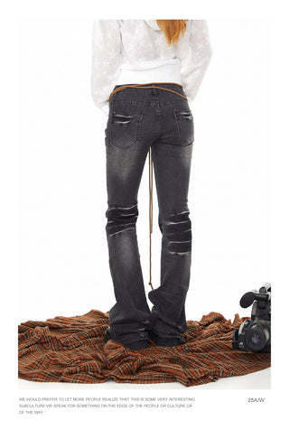 Retro Washed-Out Flared Jeans