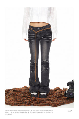 Retro Washed-Out Flared Jeans