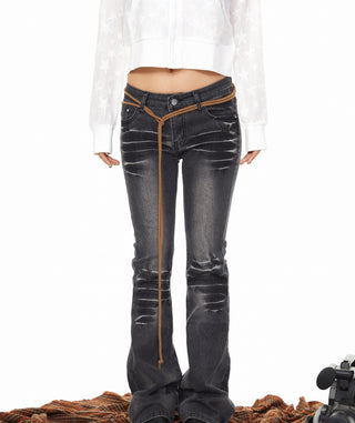 Retro Washed-Out Flared Jeans