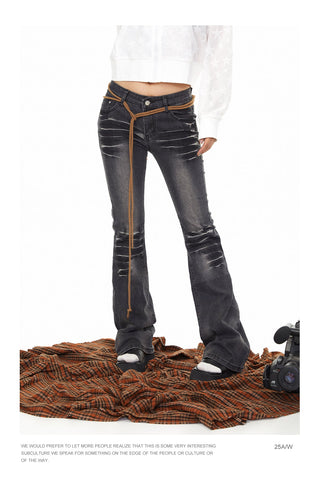Retro Washed-Out Flared Jeans