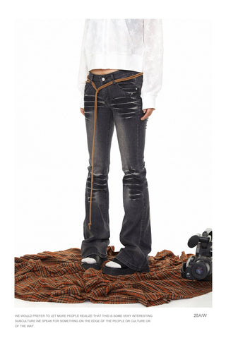Retro Washed-Out Flared Jeans