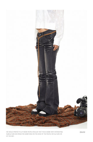 Retro Washed-Out Flared Jeans