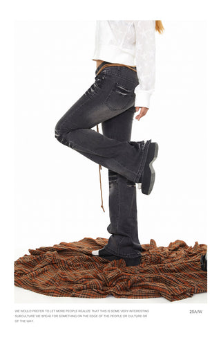 Retro Washed-Out Flared Jeans