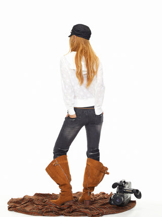 Retro Washed-Out Flared Jeans