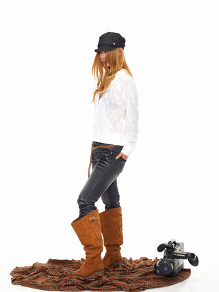 Retro Washed-Out Flared Jeans