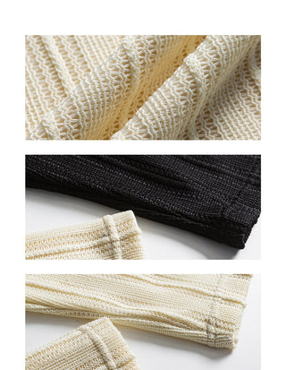 Texture Striped Long-Sleeve Sweater