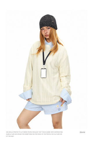 Texture Striped Long-Sleeve Sweater