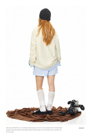 Texture Striped Long-Sleeve Sweater