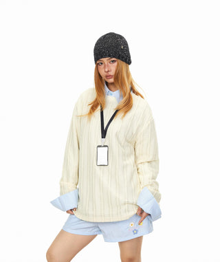 Texture Striped Long-Sleeve Sweater