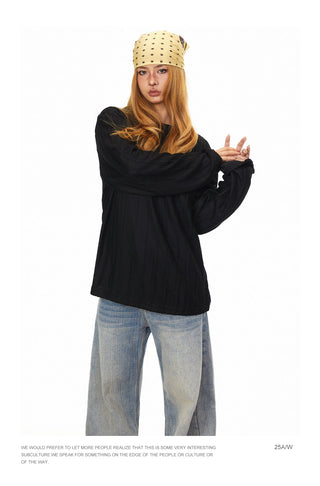 Texture Striped Long-Sleeve Sweater