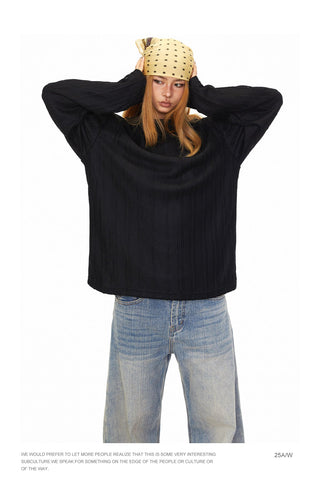 Texture Striped Long-Sleeve Sweater