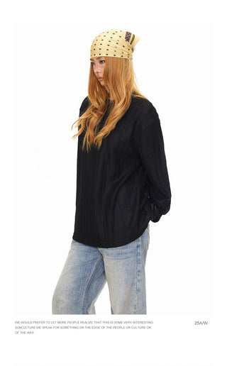 Texture Striped Long-Sleeve Sweater