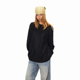 Texture Striped Long-Sleeve Sweater