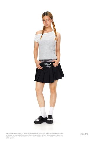 Hollow Mesh Off-Shoulder Top