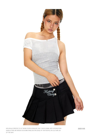 Hollow Mesh Off-Shoulder Top