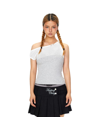 Hollow Mesh Off-Shoulder Top