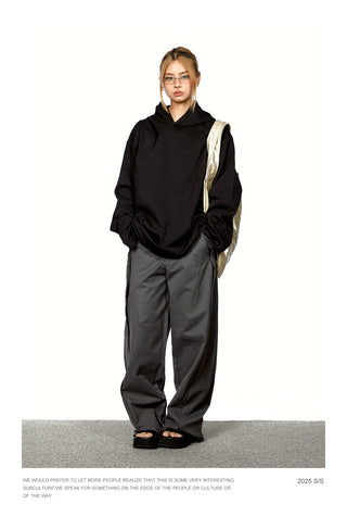 Patchwork Cropped Hooded Sweater