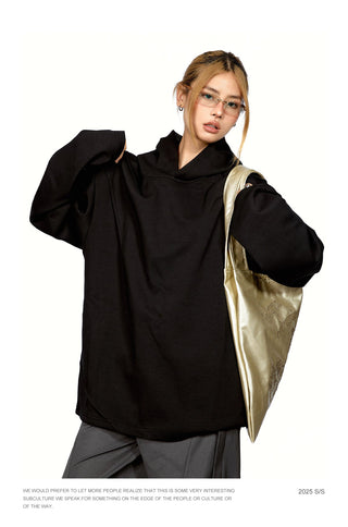 Patchwork Cropped Hooded Sweater