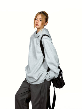 Patchwork Cropped Hooded Sweater