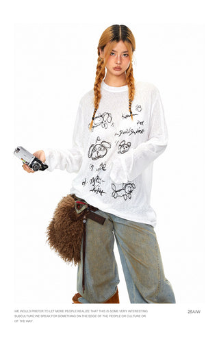 Cartoon Graffiti Print T-Shirt