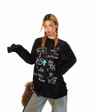 Cartoon Graffiti Print T-Shirt