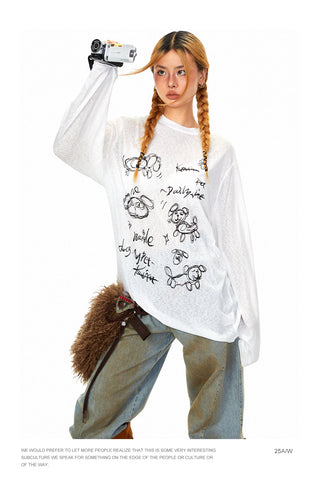 Cartoon Graffiti Print T-Shirt