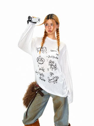 Cartoon Graffiti Print T-Shirt