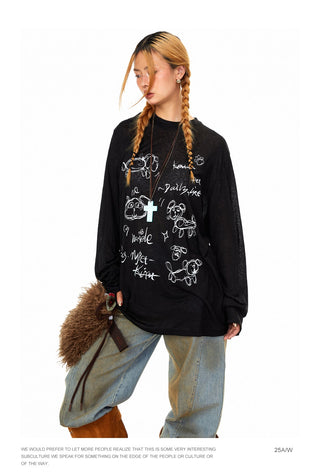 Cartoon Graffiti Print T-Shirt