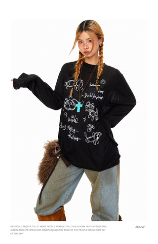 Cartoon Graffiti Print T-Shirt